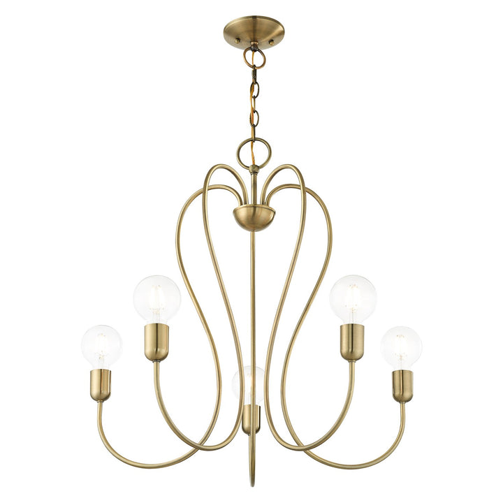 5 Light Antique Brass Chandelier