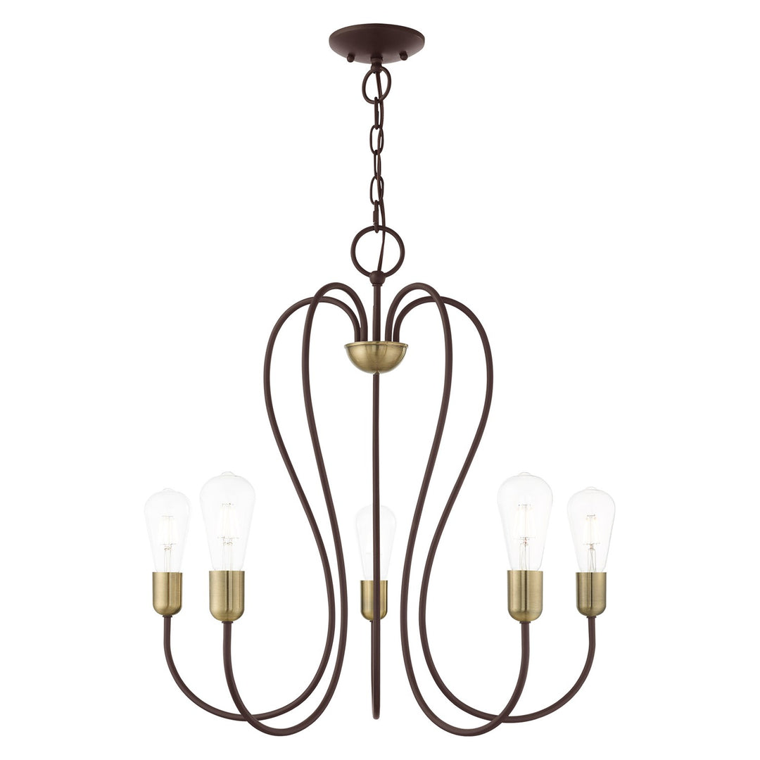 5 Light Bronze Chandelier by Livex Lighting