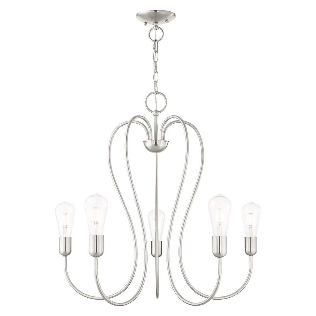 5 Light Brushed Nickel Chandelier by Livex Lighting