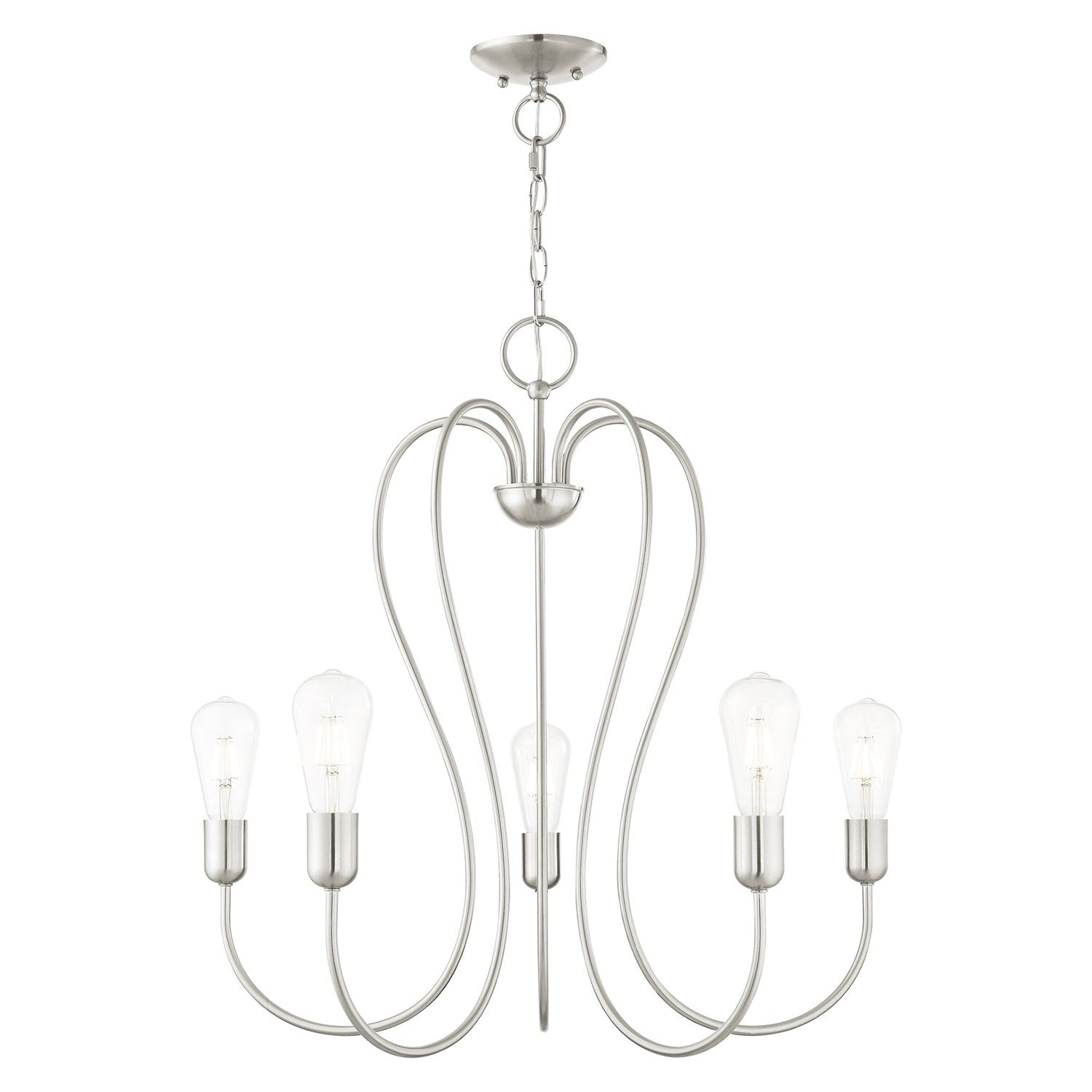 5 Light Brushed Nickel Chandelier by Livex Lighting