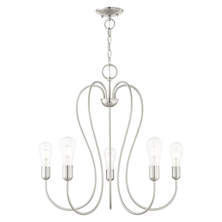 5 Light Brushed Nickel Chandelier by Livex Lighting