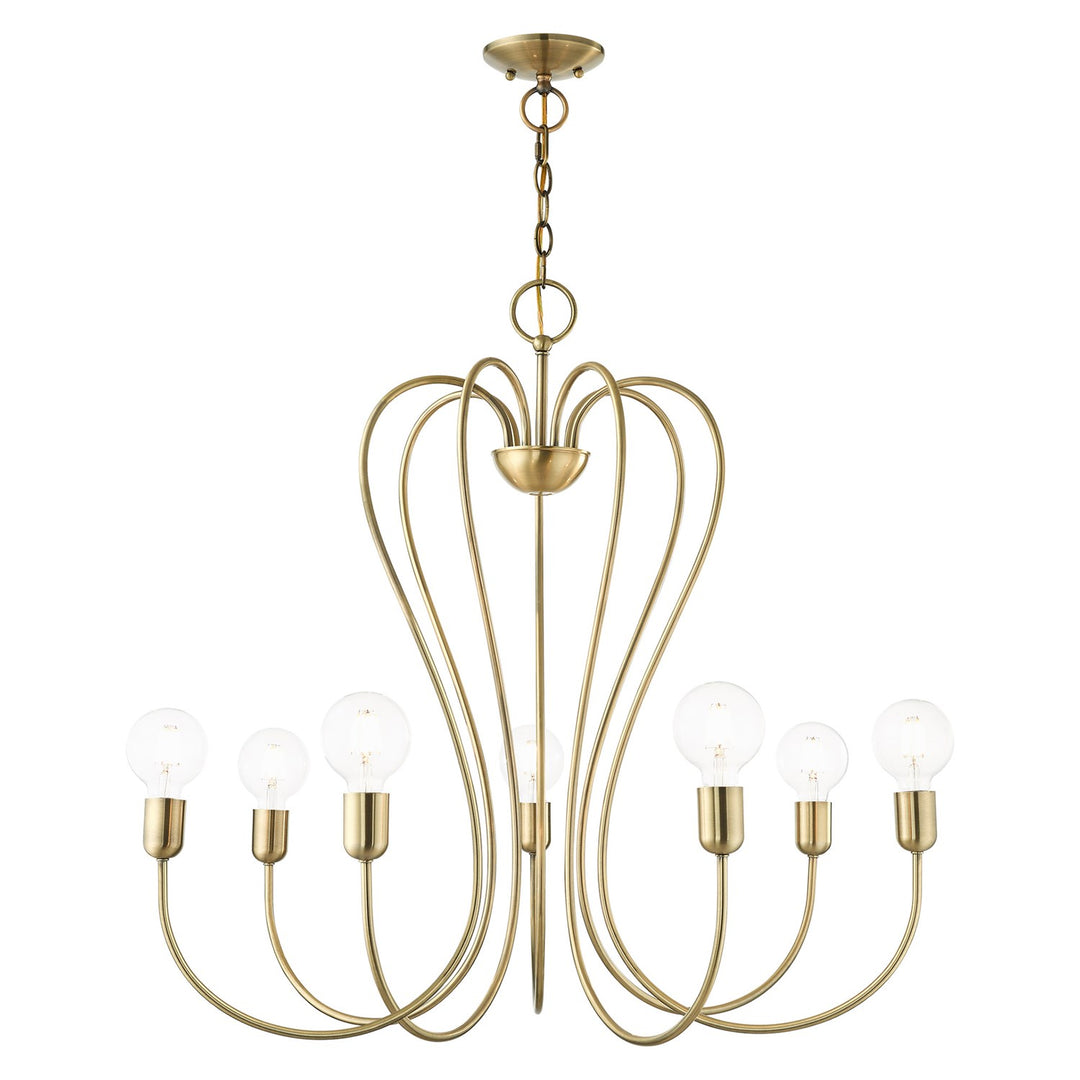 7 Light Antique Brass Chandelier by Livex Lighting