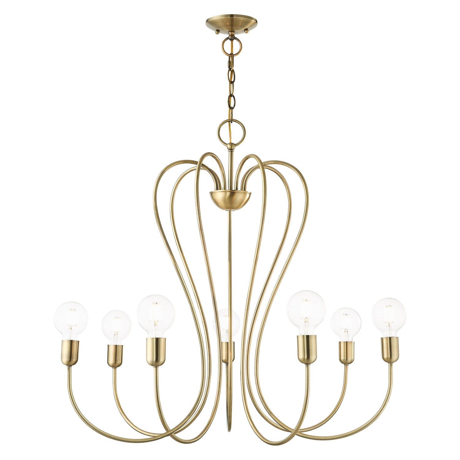 7 Light Antique Brass Chandelier by Livex Lighting