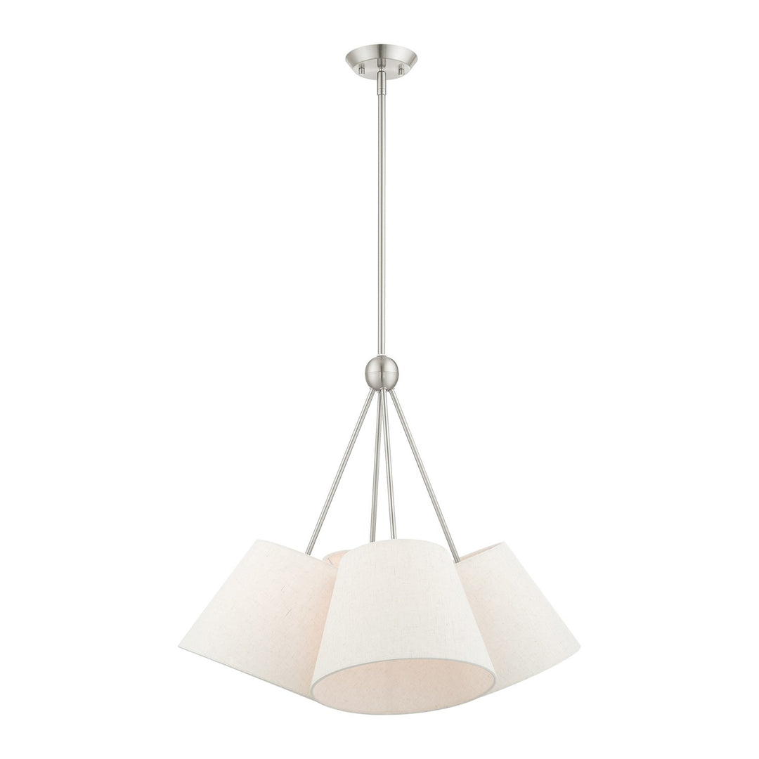 4 Light Brushed Nickel Shaded Chandelier by Livex Lighting