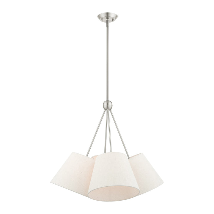 4 Light Brushed Nickel Shaded Chandelier by Livex Lighting