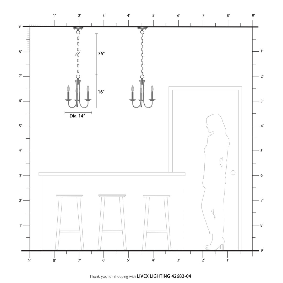 3 Light Black Chandelier