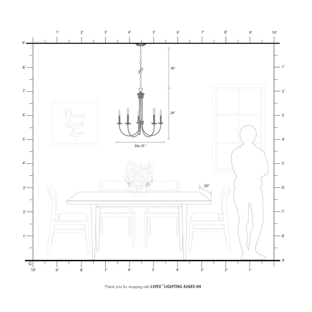 5 Light Black Chandelier
