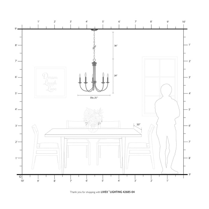 5 Light Black Chandelier