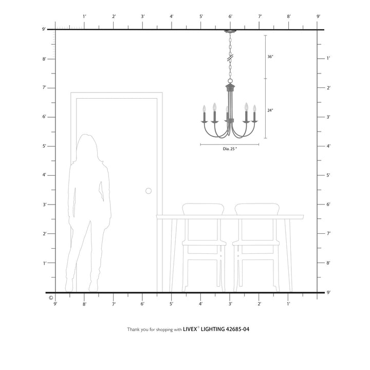 5 Light Black Chandelier