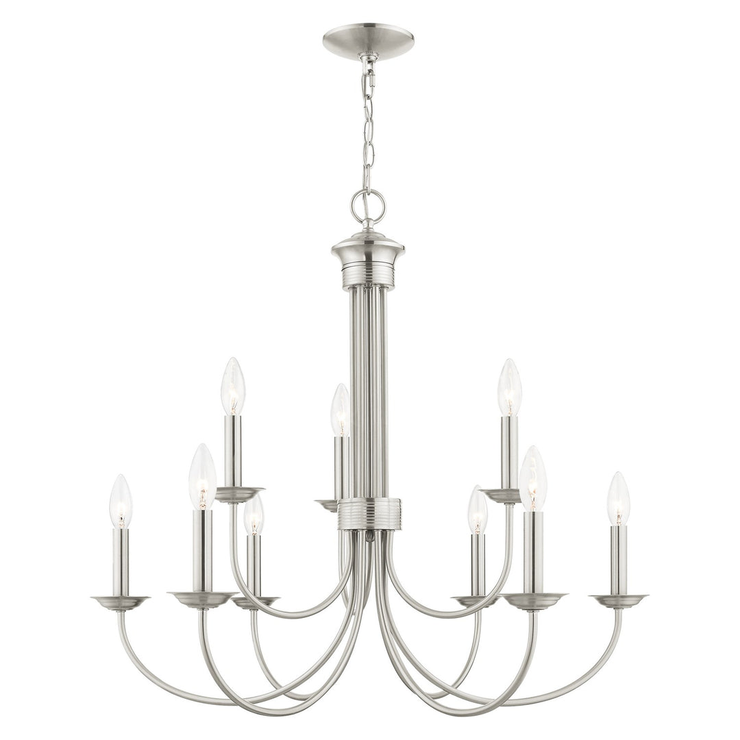 9 Light Brushed Nickel Chandelier by Livex Lighting
