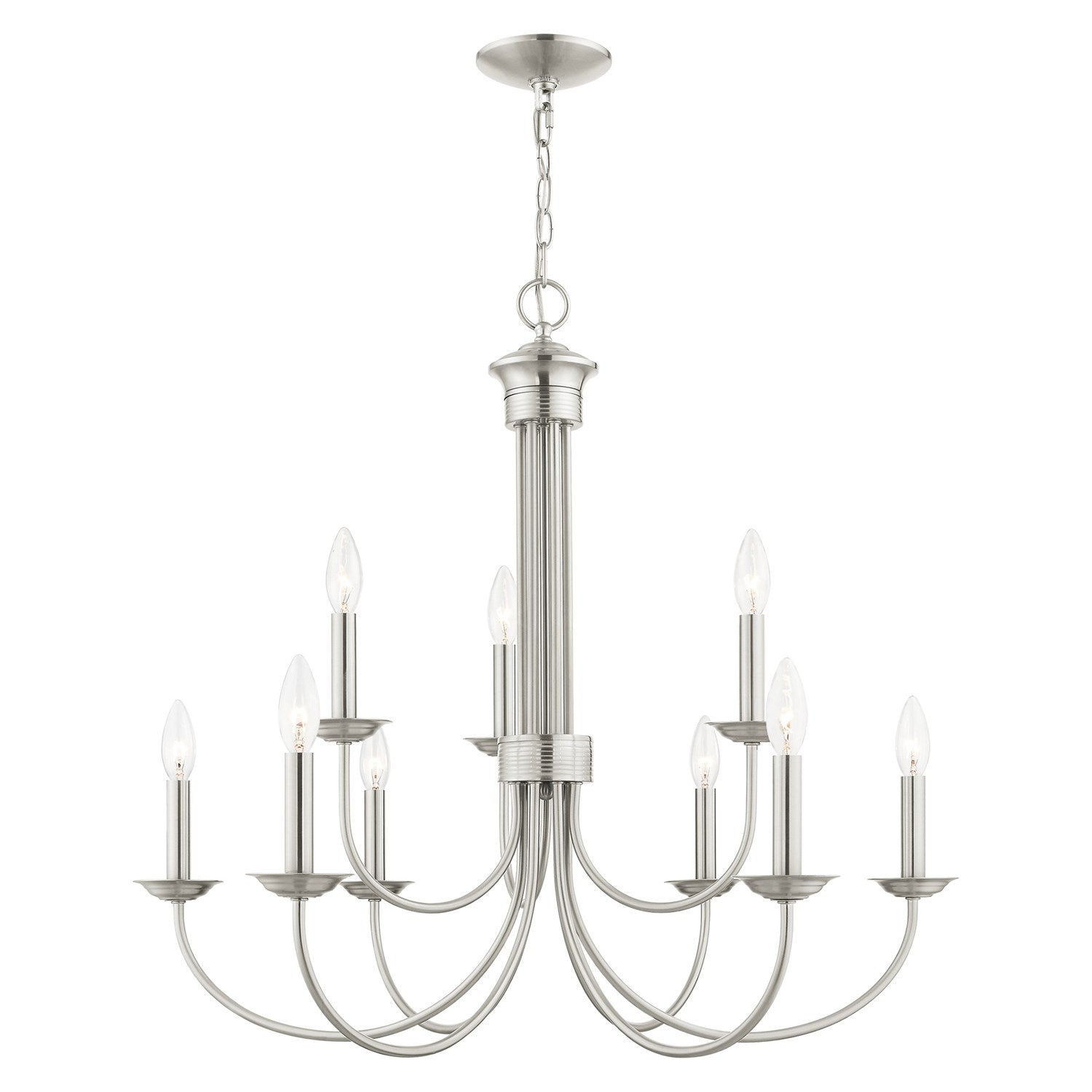 9 Light Brushed Nickel Chandelier by Livex Lighting