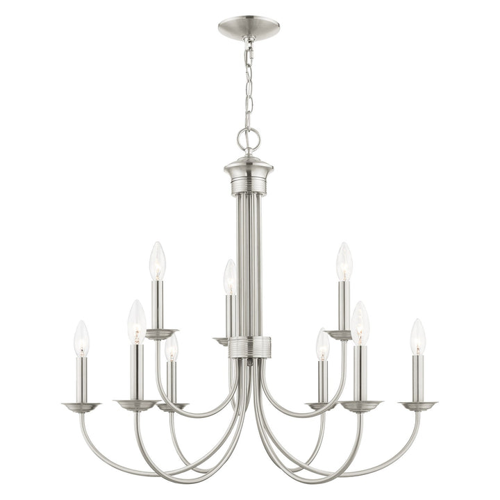 9 Light Brushed Nickel Chandelier by Livex Lighting