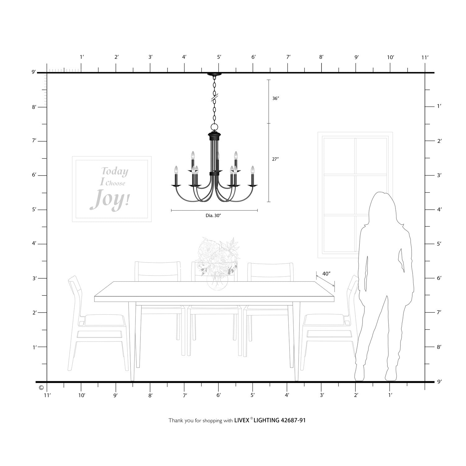 9 Light Brushed Nickel Chandelier