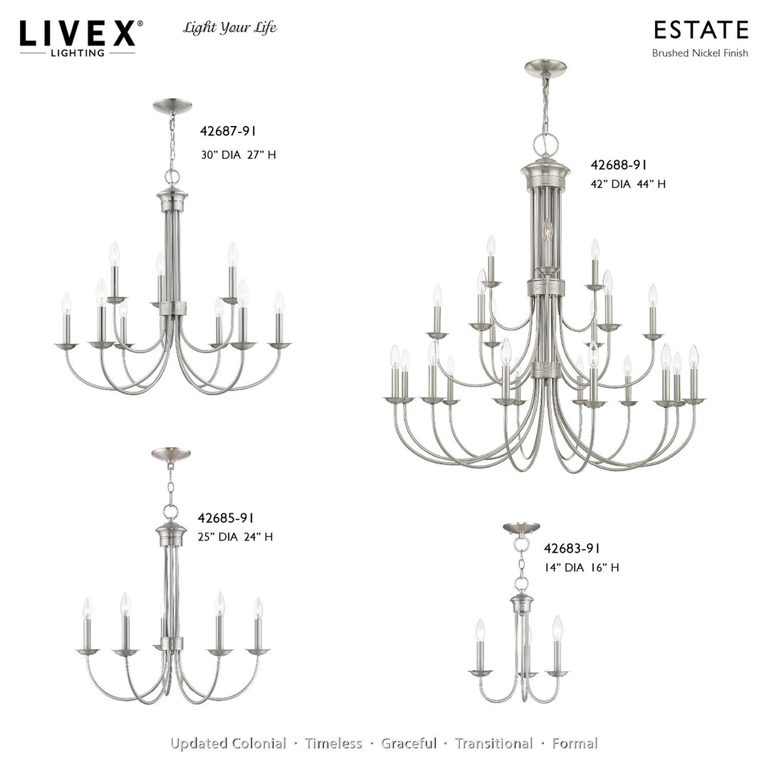 9 Light Brushed Nickel Chandelier