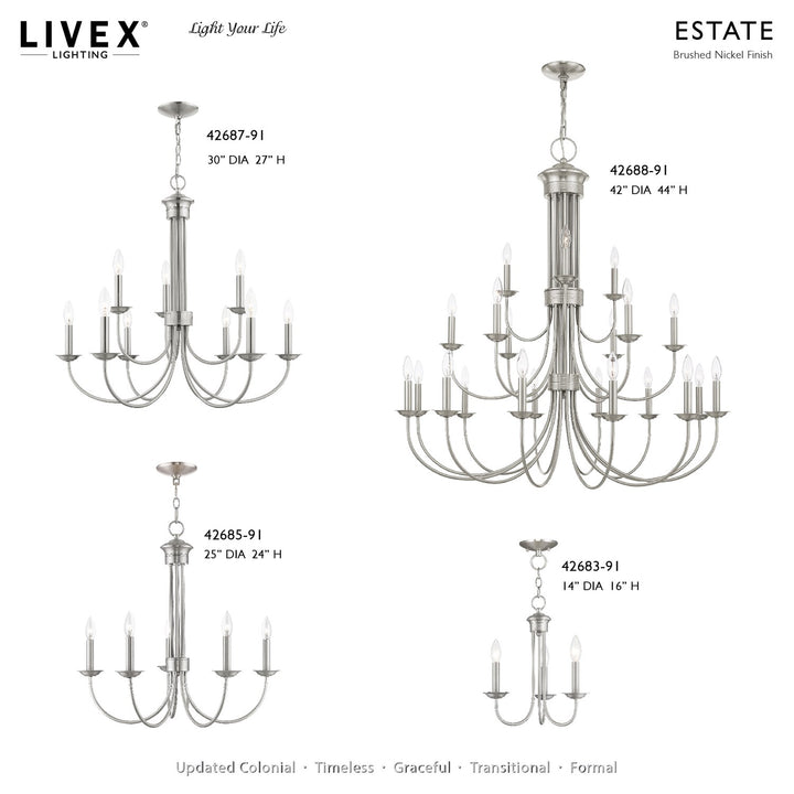 9 Light Brushed Nickel Chandelier
