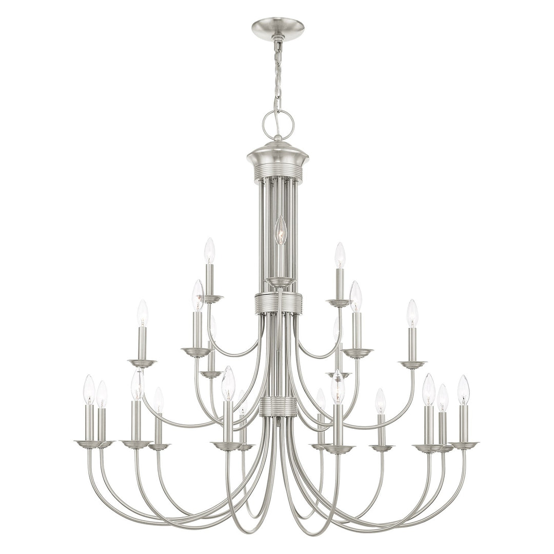 21 Light Brushed Nickel Chandelier by Livex Lighting