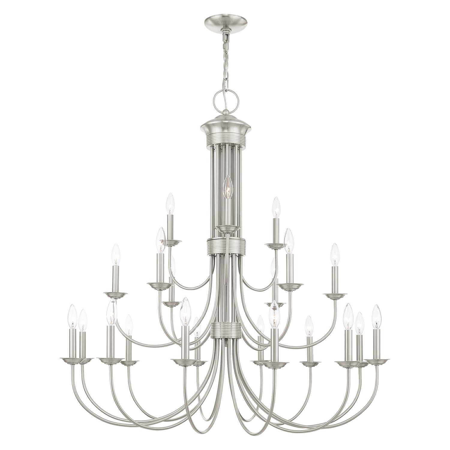 21 Light Brushed Nickel Chandelier by Livex Lighting