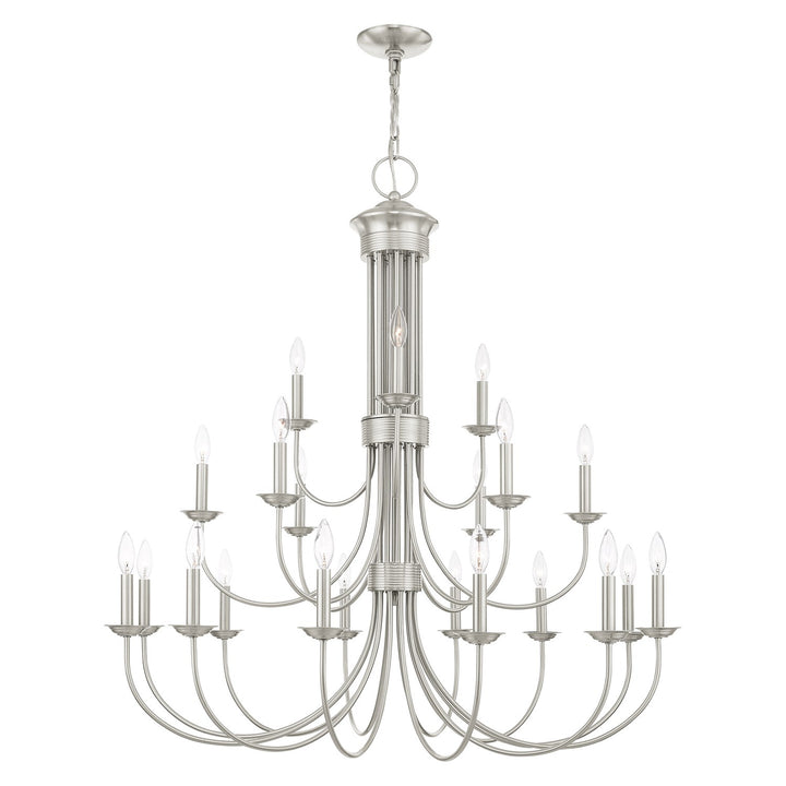 21 Light Brushed Nickel Chandelier by Livex Lighting