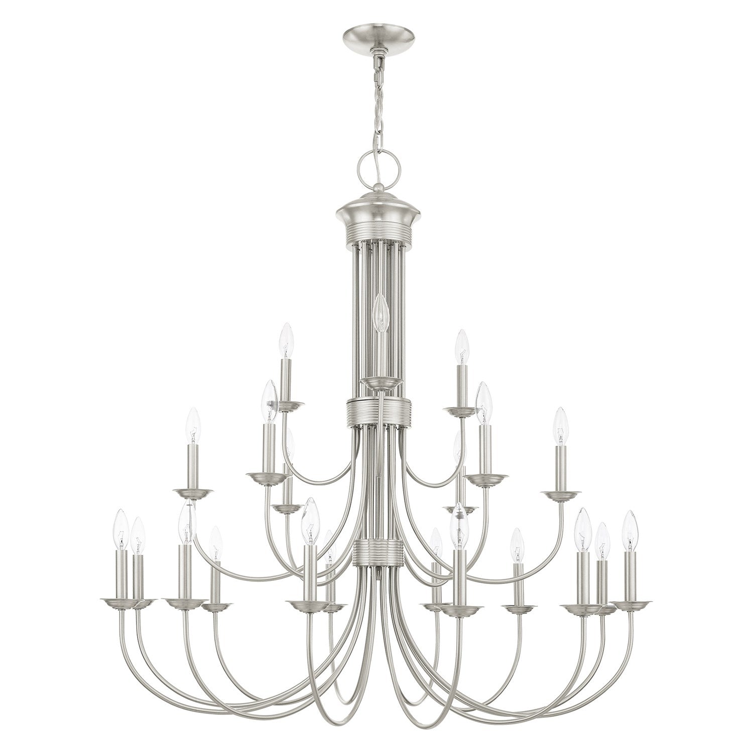 21 Light Brushed Nickel Chandelier