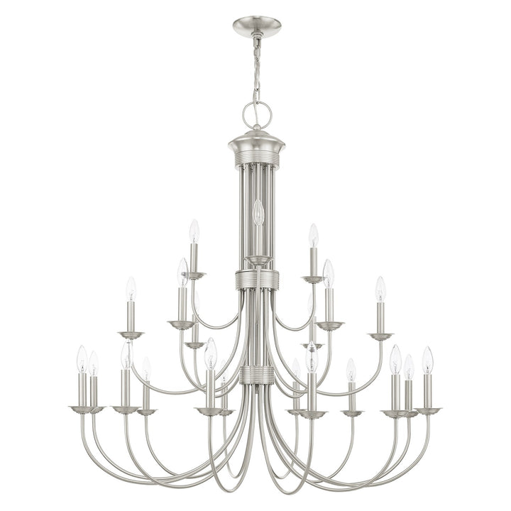 21 Light Brushed Nickel Chandelier