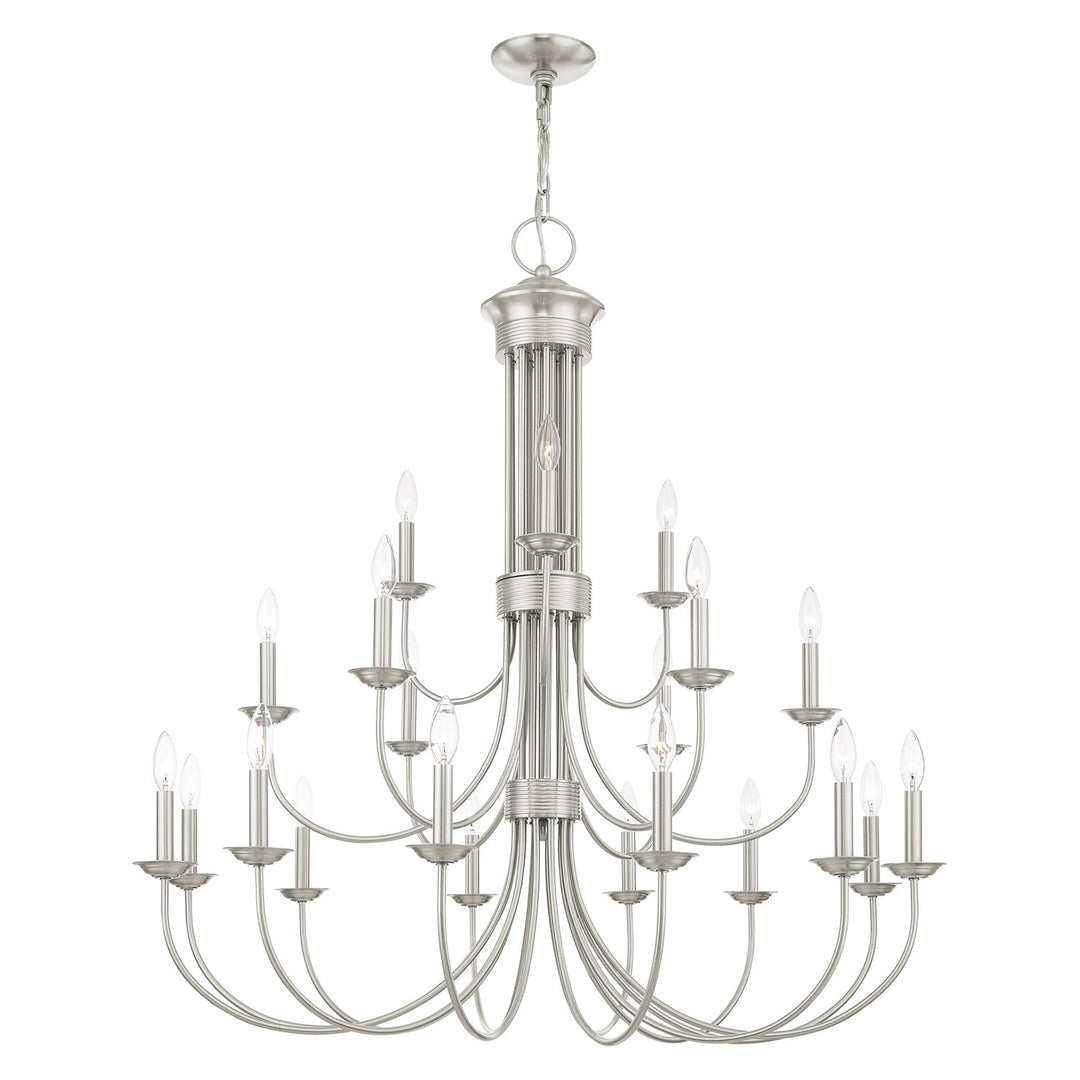 21 Light Brushed Nickel Chandelier