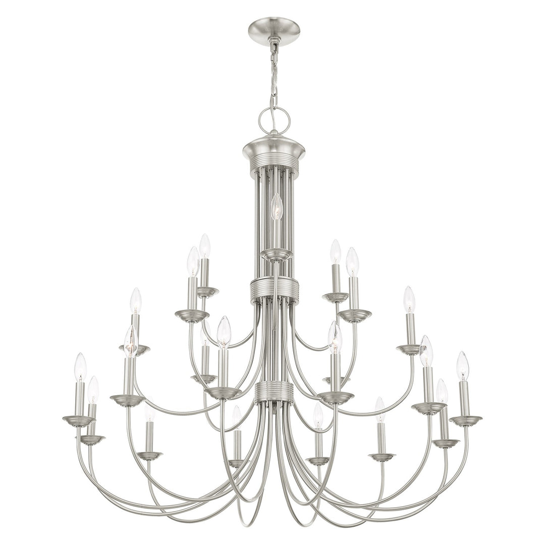 21 Light Brushed Nickel Chandelier