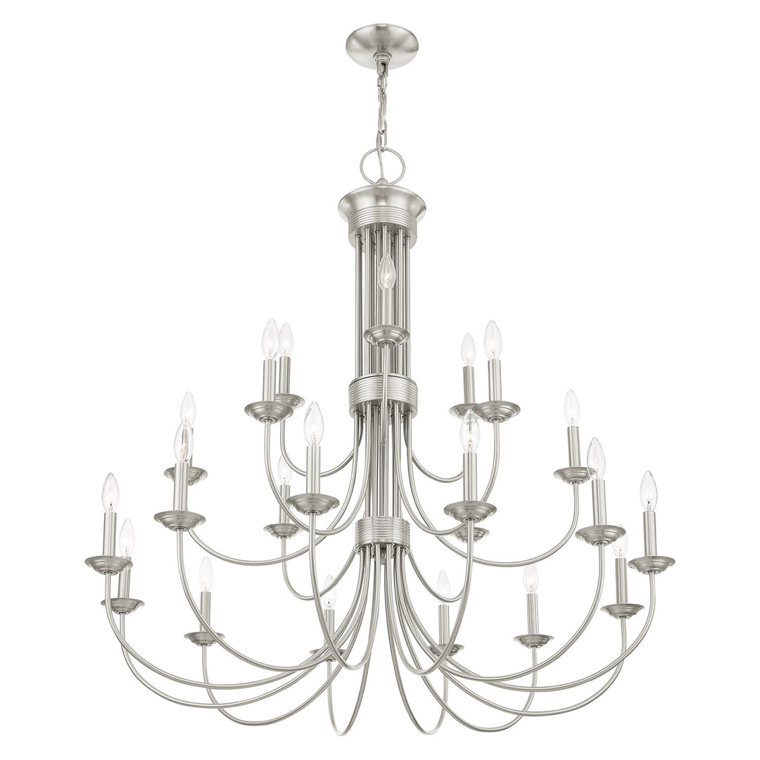 21 Light Brushed Nickel Chandelier