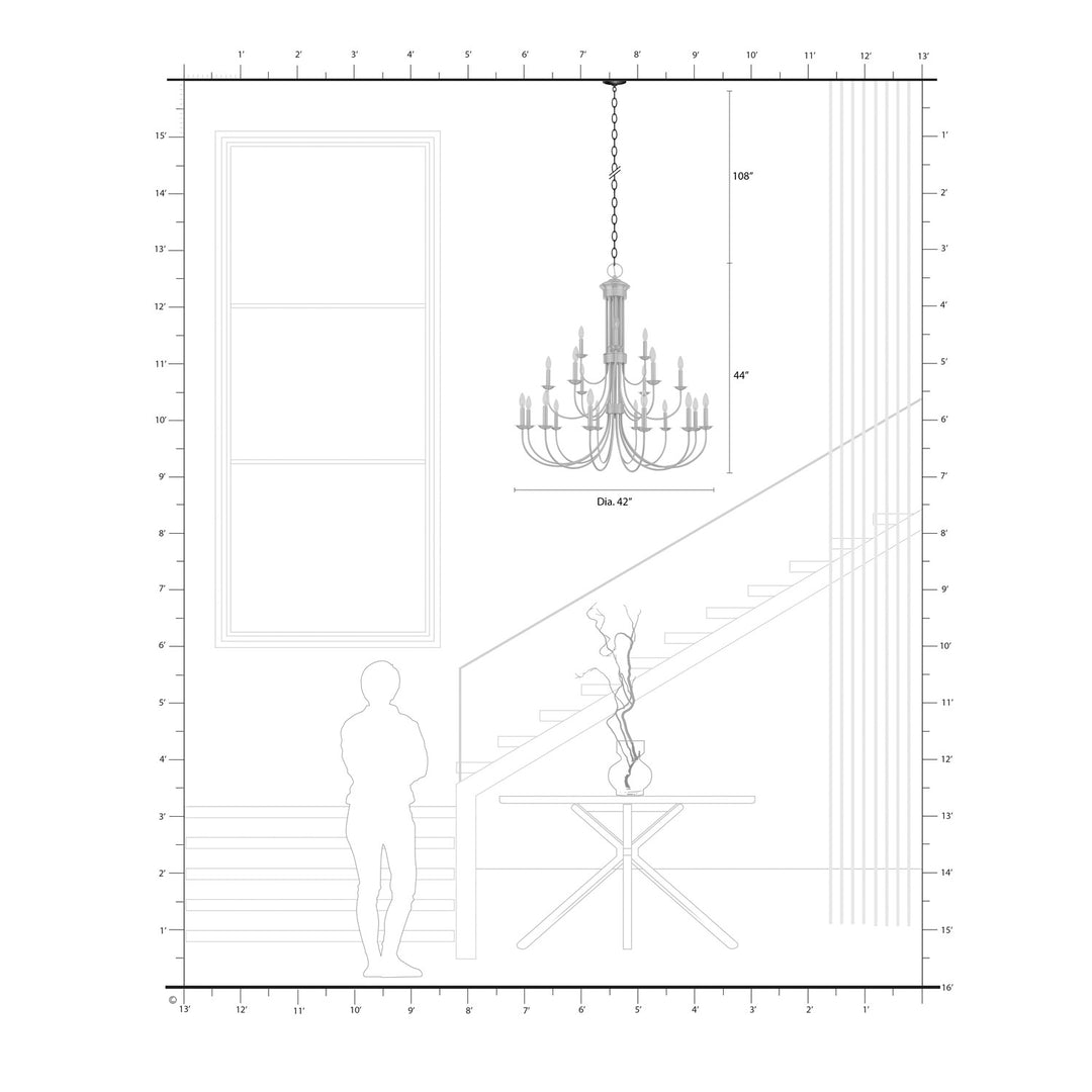 21 Light Brushed Nickel Chandelier