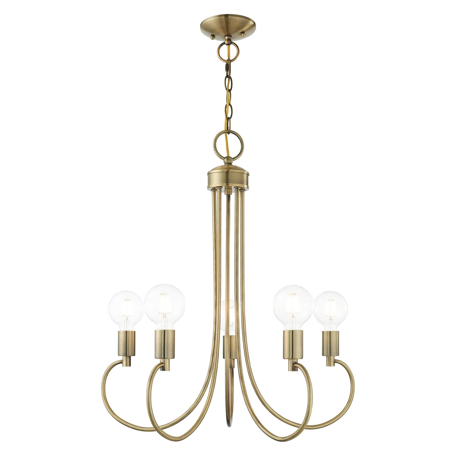 5 Light Antique Brass Chandelier by Livex Lighting