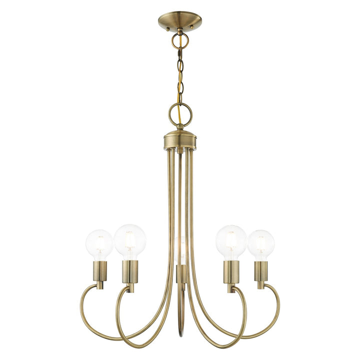 5 Light Antique Brass Chandelier by Livex Lighting