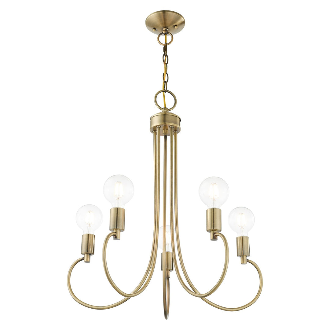 5 Light Antique Brass Chandelier