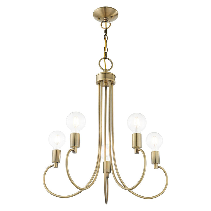5 Light Antique Brass Chandelier