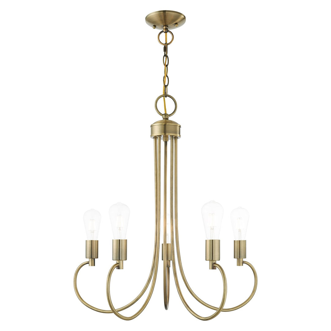 5 Light Antique Brass Chandelier