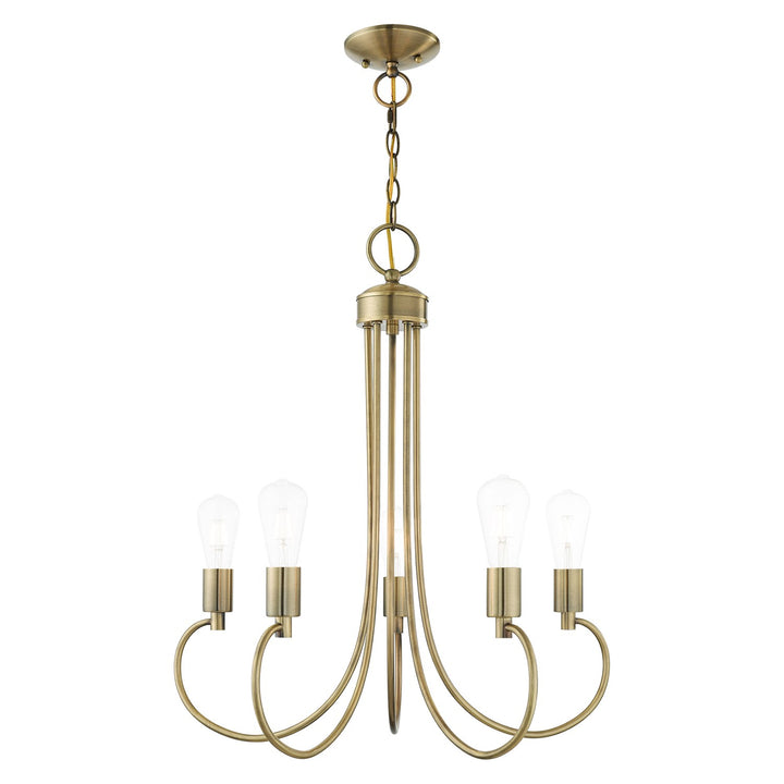 5 Light Antique Brass Chandelier