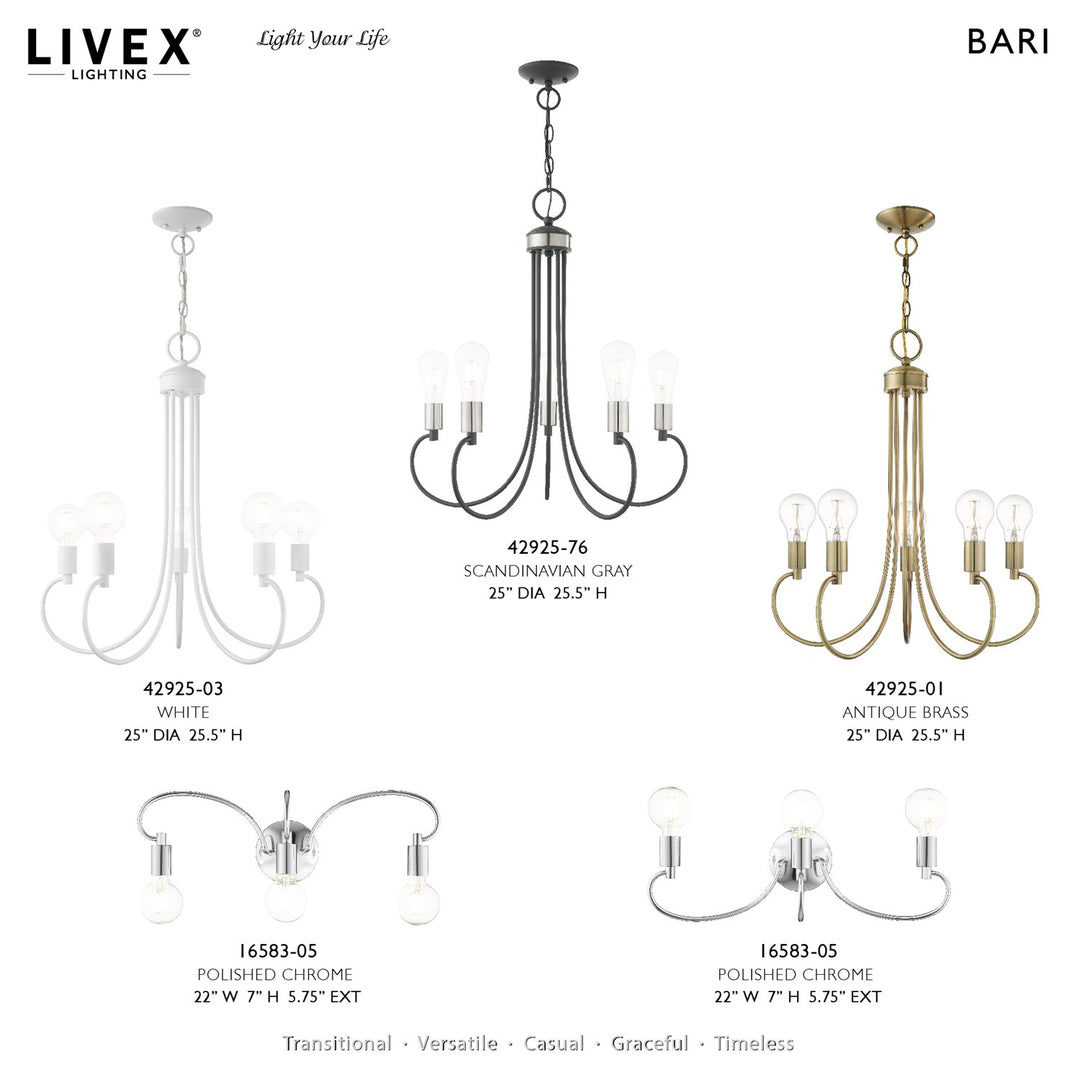 5 Light Antique Brass Chandelier