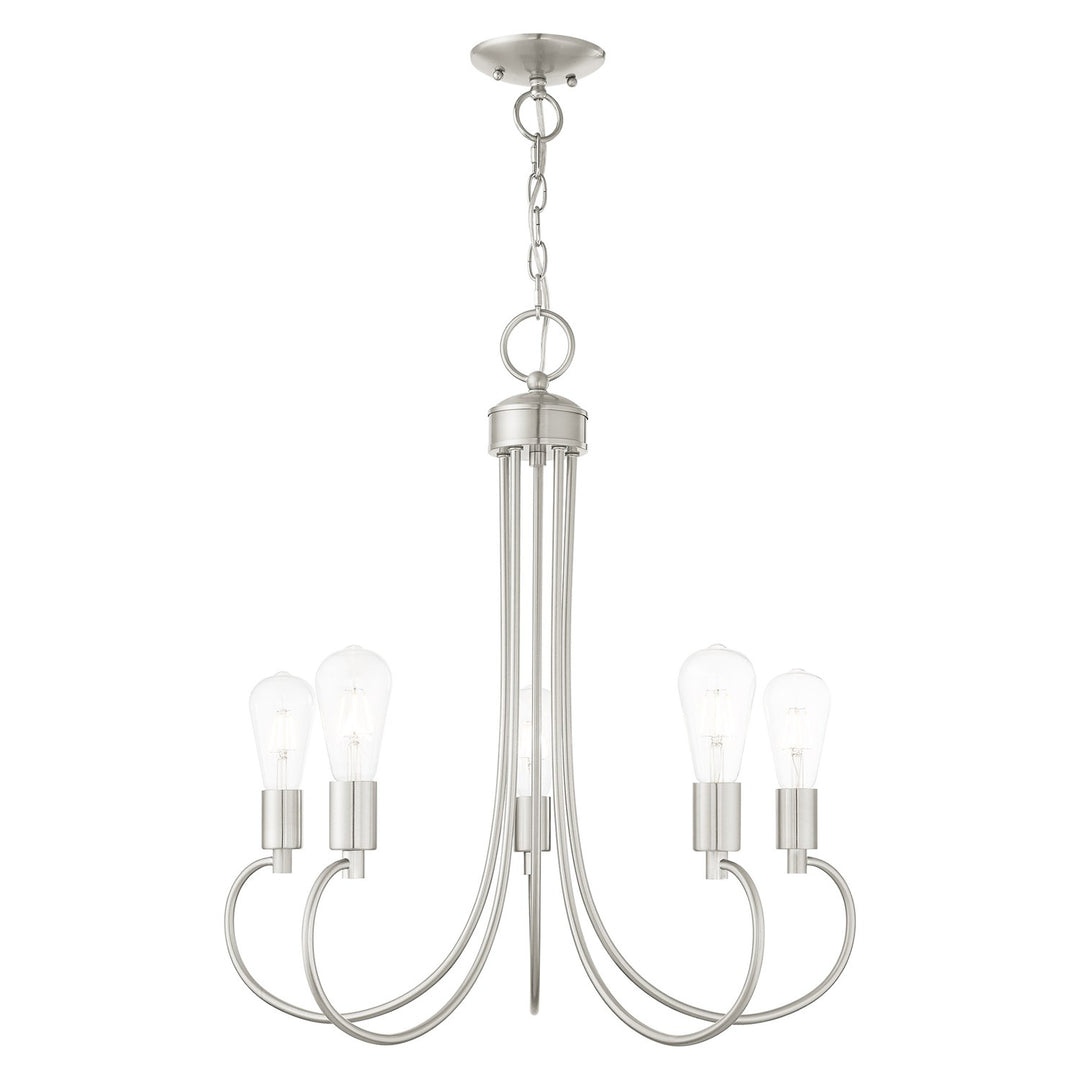 5 Light Brushed Nickel Chandelier by Livex Lighting