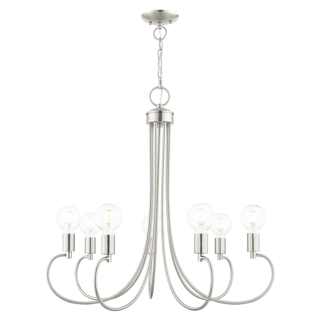 7 Light Brushed Nickel Chandelier by Livex Lighting