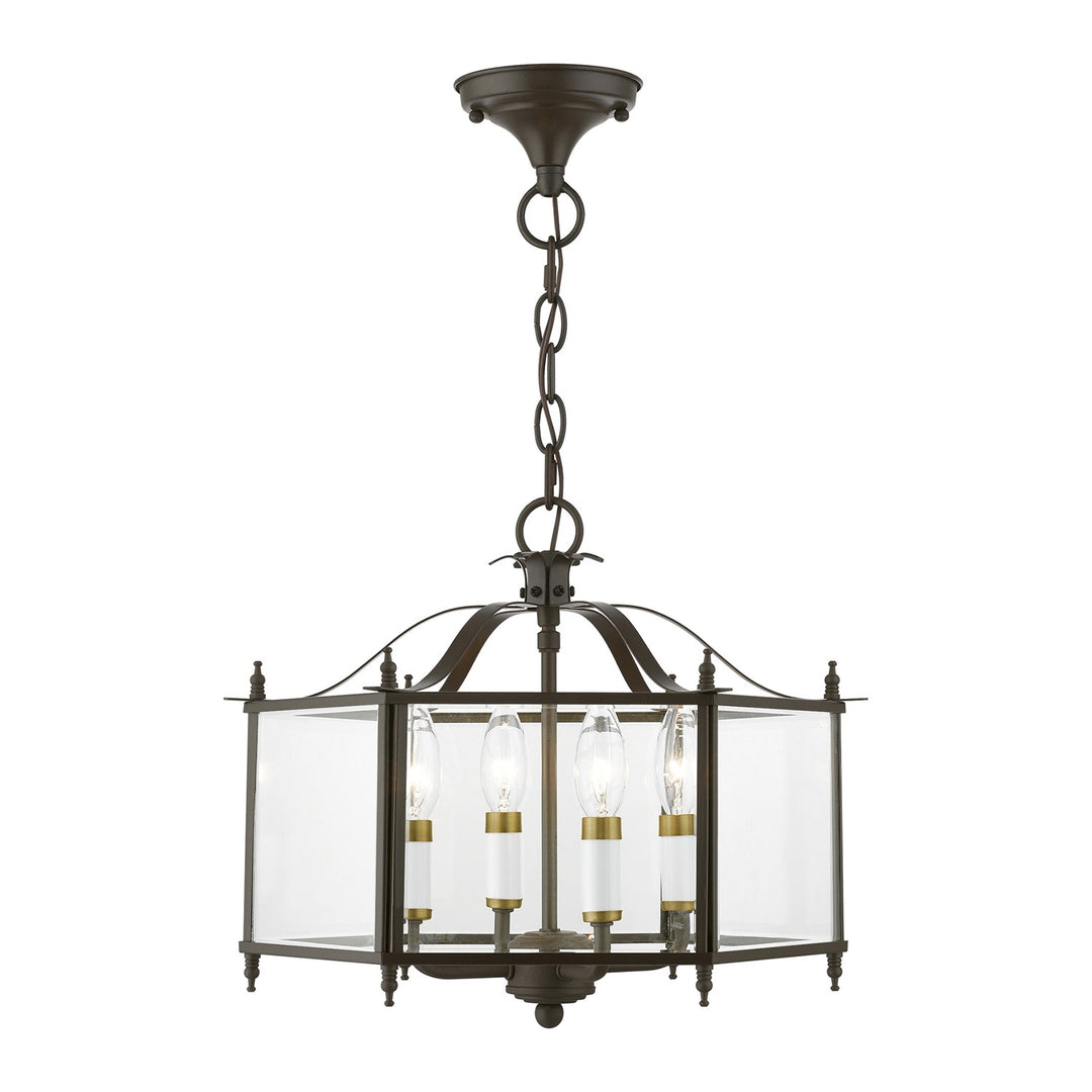 4 Light Bronze With Antique Brass Accents Convertible Pendant / Semi-Flush by Livex Lighting