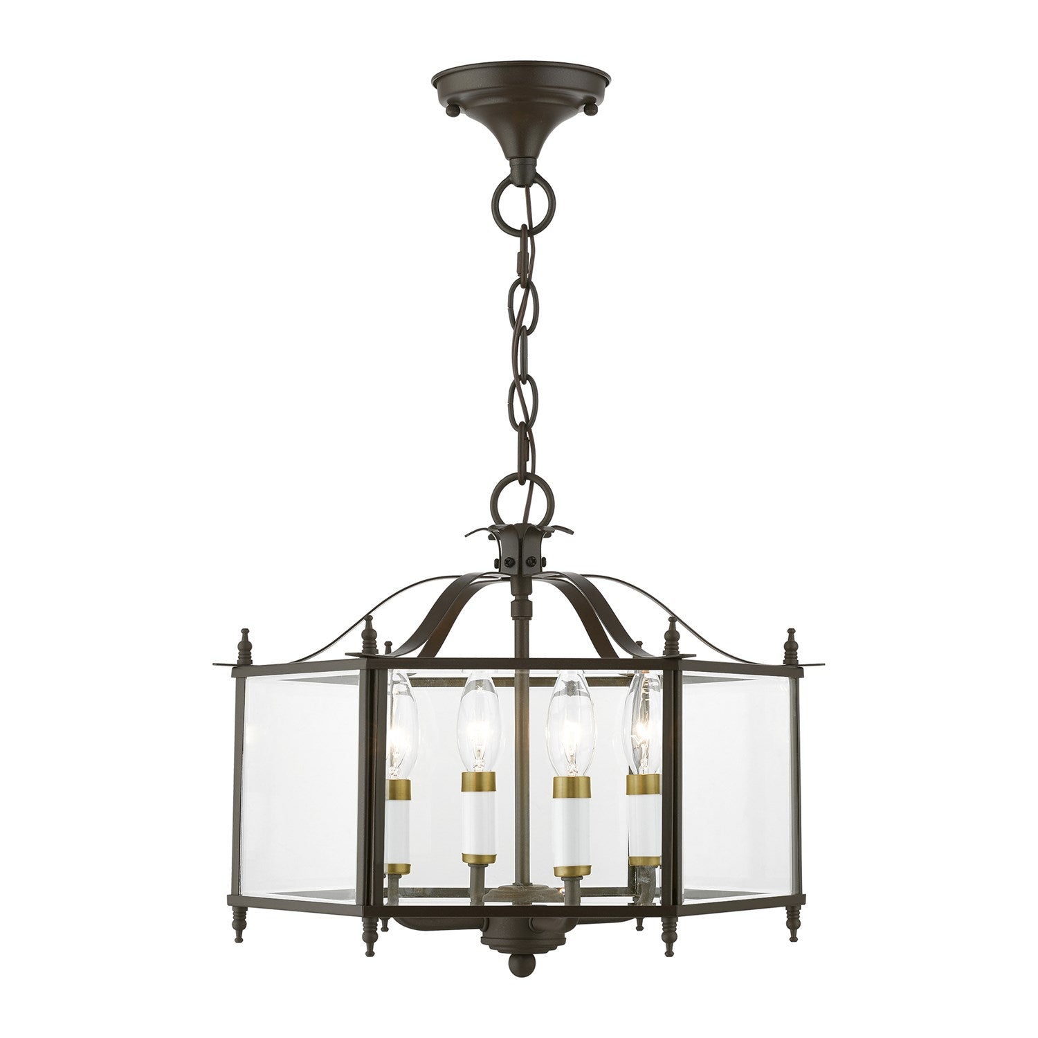 4 Light Bronze With Antique Brass Accents Convertible Pendant / Semi-Flush by Livex Lighting