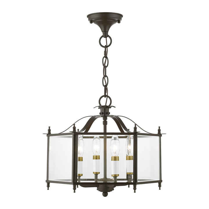 4 Light Bronze With Antique Brass Accents Convertible Pendant / Semi-Flush by Livex Lighting
