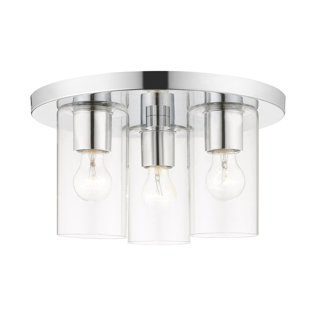 3 Light Polished Chrome Flush Mount