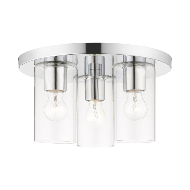 3 Light Polished Chrome Flush Mount