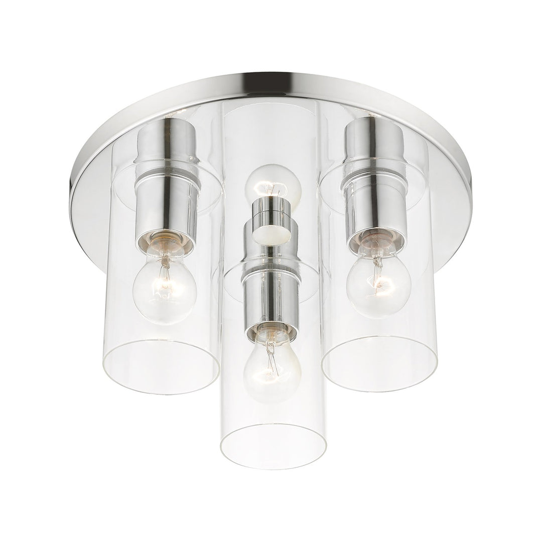 3 Light Polished Chrome Flush Mount