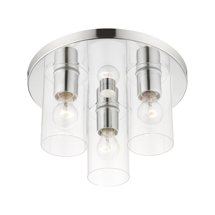 3 Light Polished Chrome Flush Mount