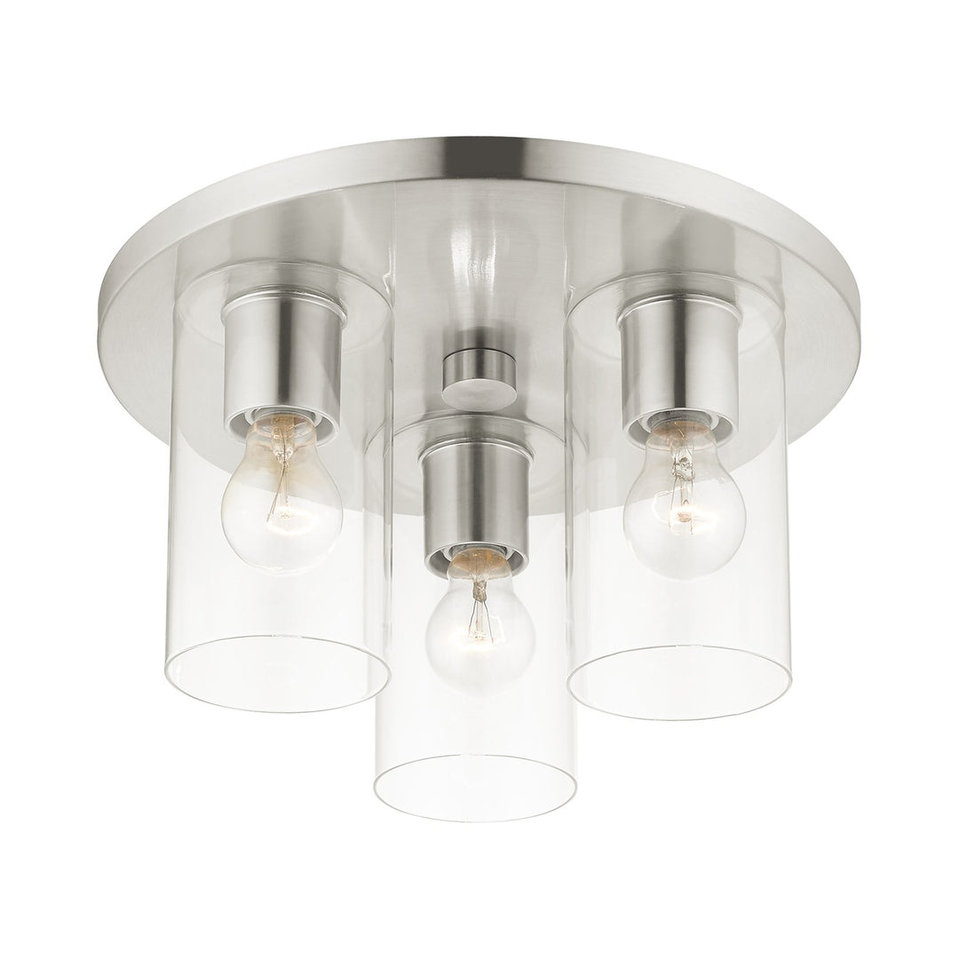 3 Light Brushed Nickel Flush Mount