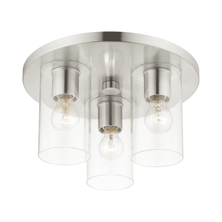 3 Light Brushed Nickel Flush Mount