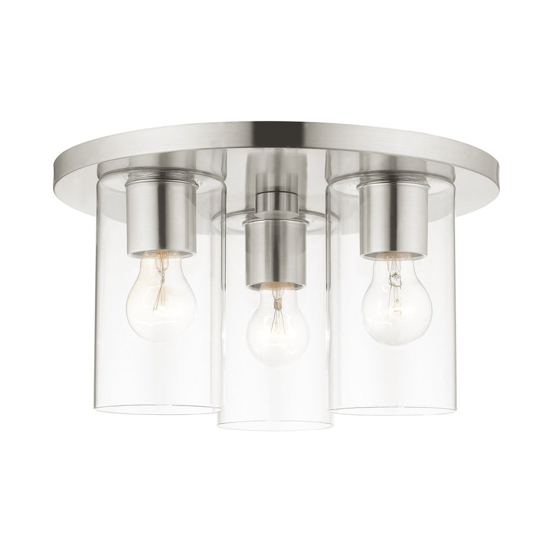 3 Light Brushed Nickel Flush Mount