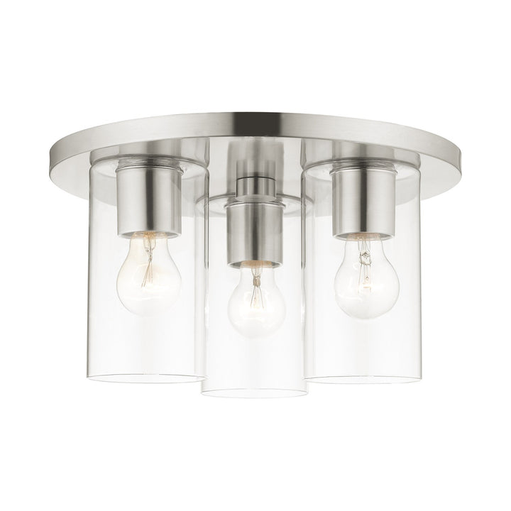 3 Light Brushed Nickel Flush Mount