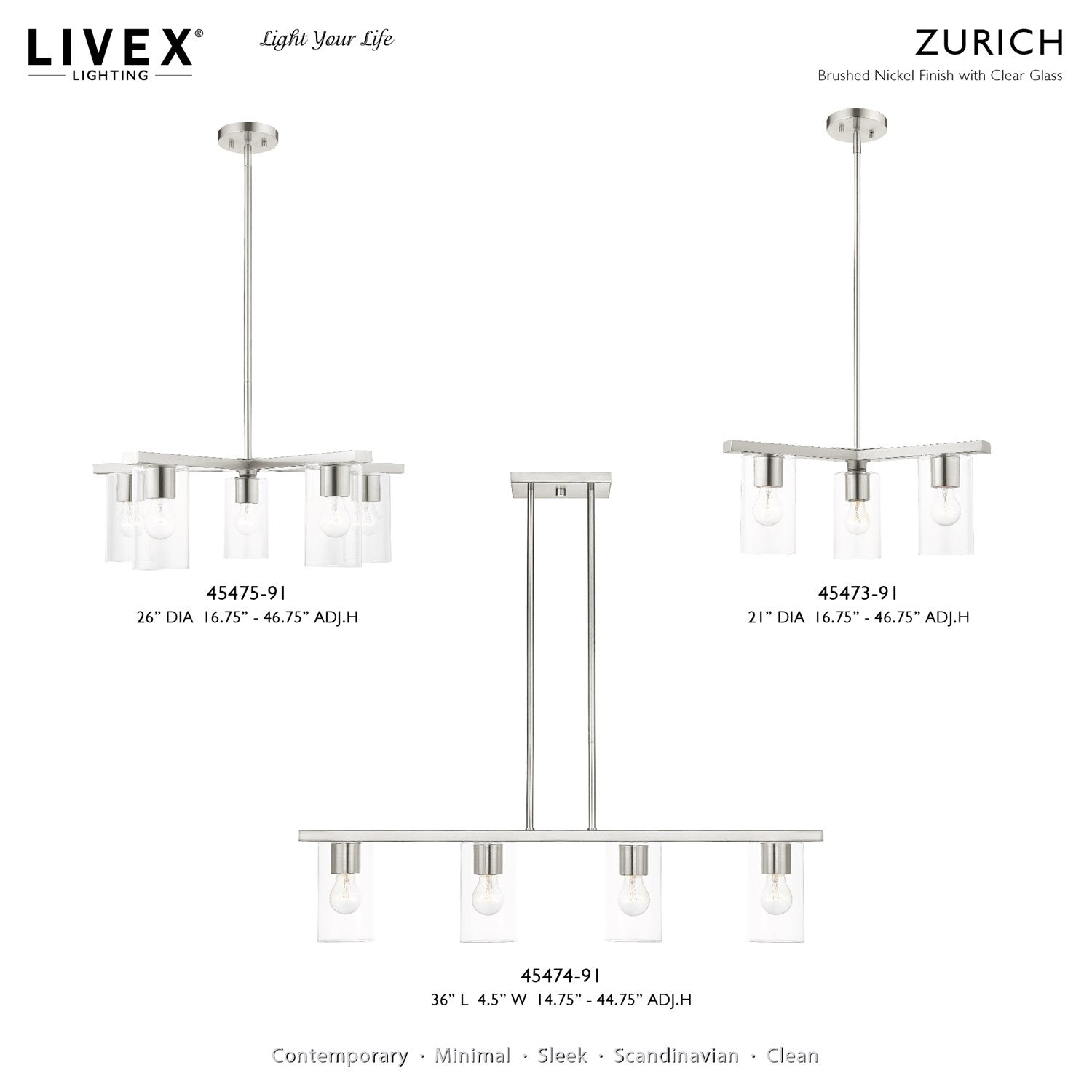 4 Light Brushed Nickel Chandelier