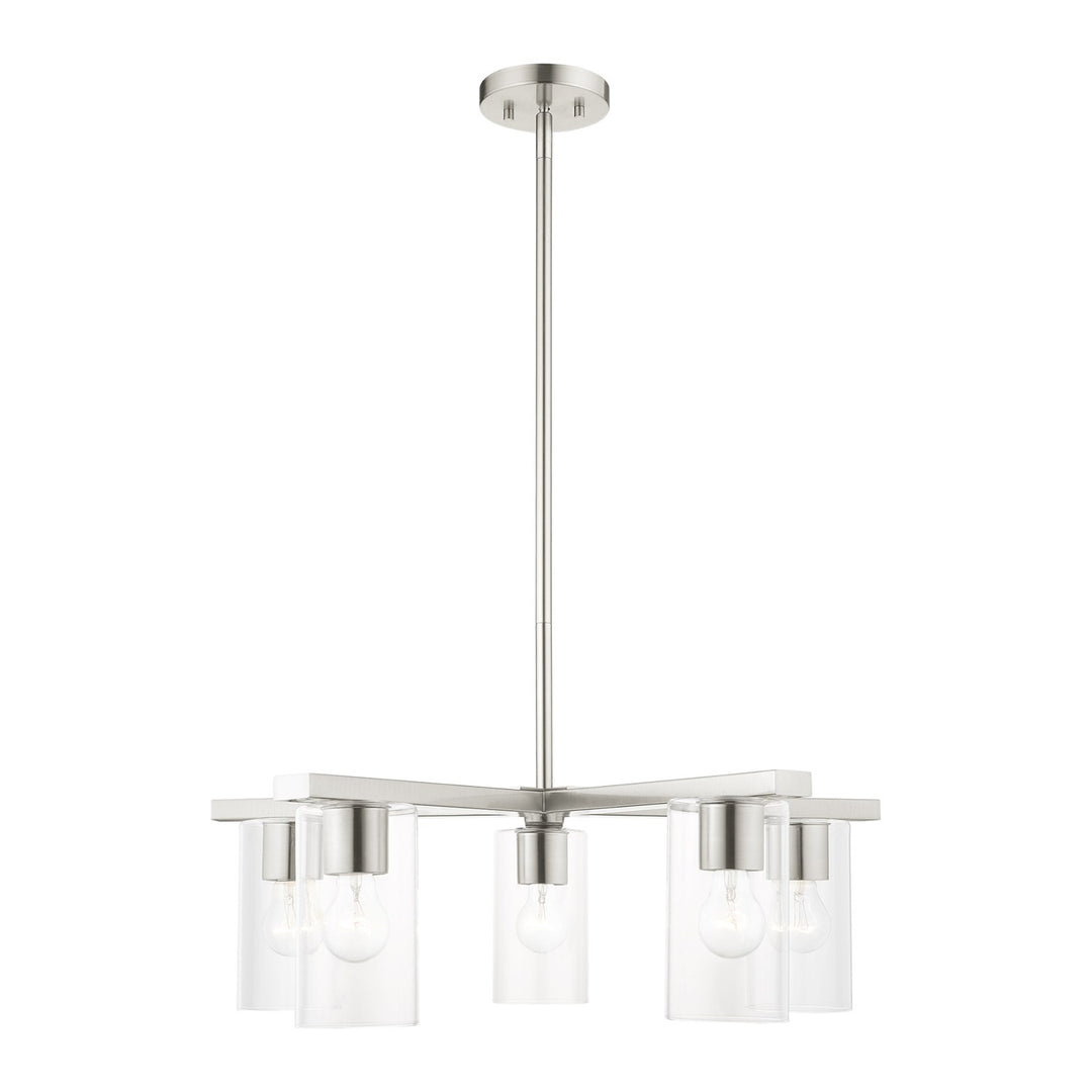 5 Light Brushed Nickel Chandelier by Livex Lighting